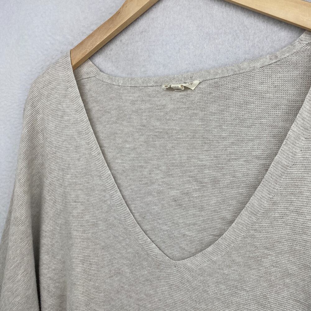 EILEEN FISHER Sweater XL Organic Cotton Deep V-Neck Tunic Dolman Sleeve Beige - Picture 4 of 11